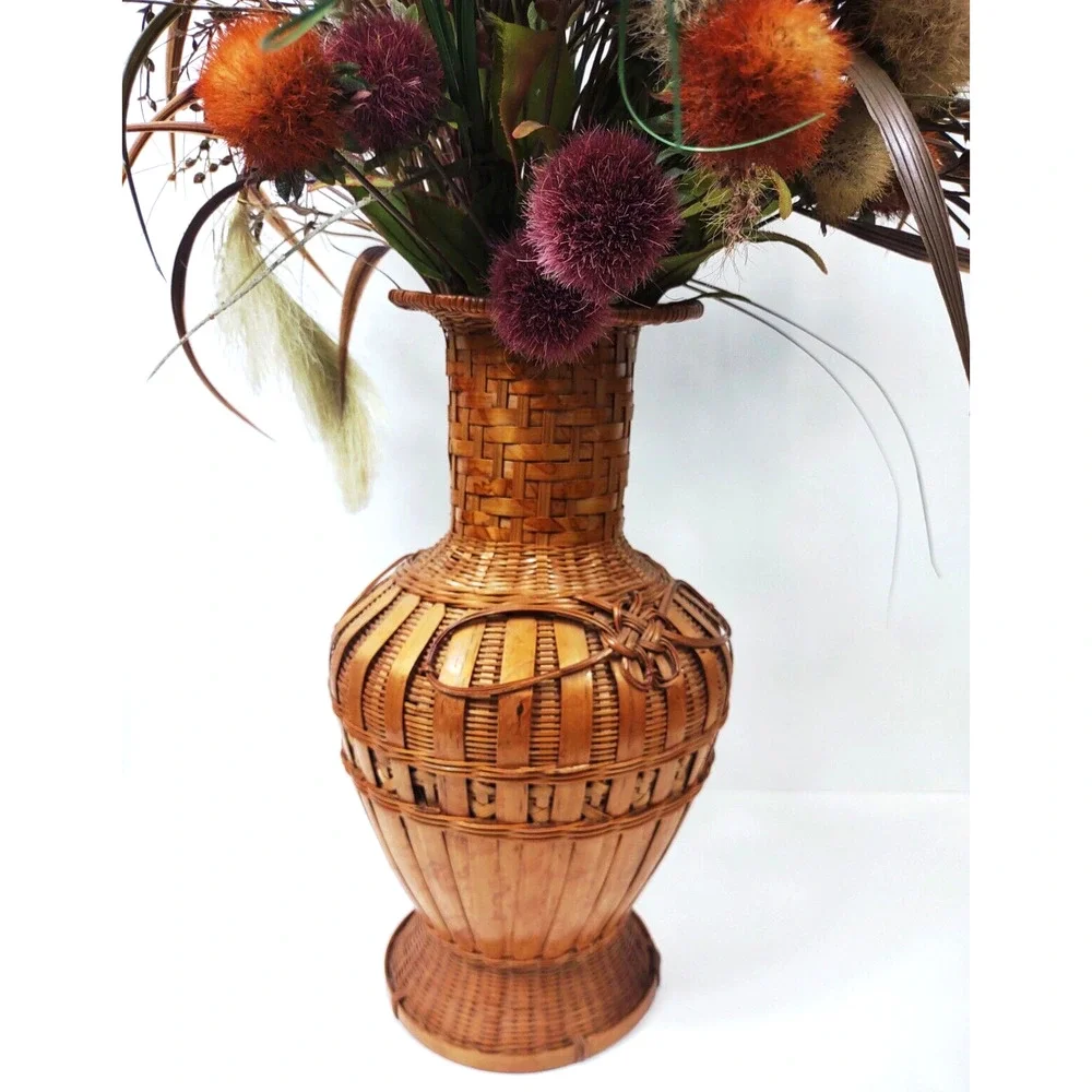 Woven Bamboo Vase Floral Arrangement Dried Grass Phalaris Everyday Mix 29